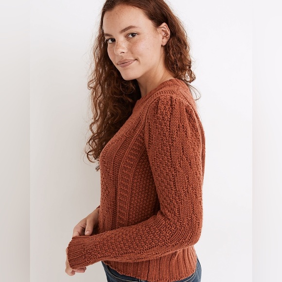 Madewell Ridgecrest Cable Pullover Sweater Wool Blend Size Large - Picture 2 of 13